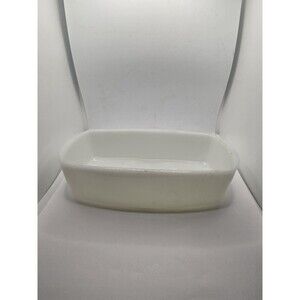 Federal Milk Glass Loaf Pan Tulips Flowers Baking Dish White Yellow Pink Purple